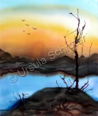 Landscape - Lake View - Silk Painting