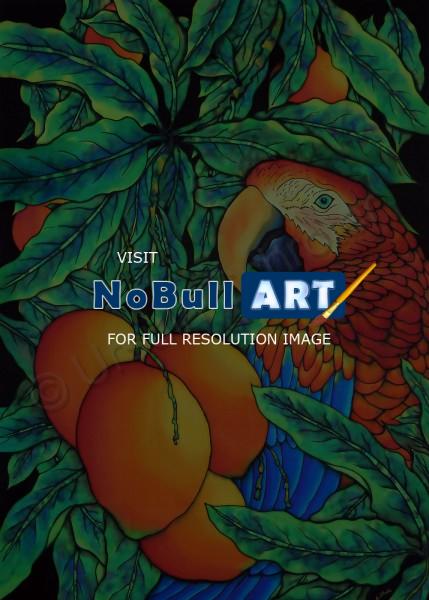 Animals - Tropical Parrot - Silk Painting