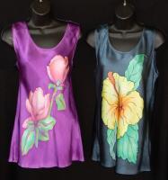 Clothing - Magnolia_ Hibiscus Tank Top - Silk Painting