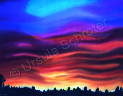 Landscape - Evening Sky - Silk Painting