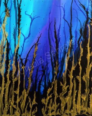 Abstract - Moonlight Glow - Silk Painting