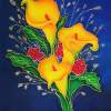 Yellow Callas - Silk Painting Paintings - By Ursula Schroter, Dyes And Paints On Silk Painting Artist