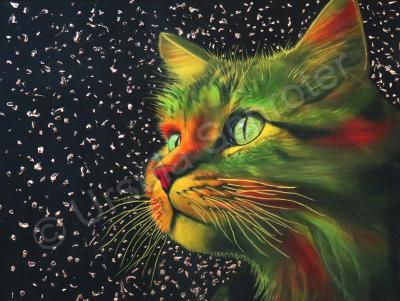 Animals - Galaxy Cat - Silk Painting