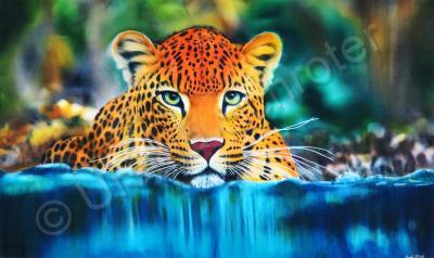 Animals - Cooling Off - Silk Painting