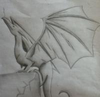 Dragon - Pencils Drawings - By Tabitha Lagodzinski, Black And White Drawing Artist