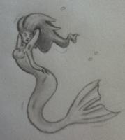 Mermaid - Pencils Drawings - By Tabitha Lagodzinski, Black And White Drawing Artist