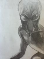 Alien - Pencils Drawings - By Tabitha Lagodzinski, Black And White Drawing Artist