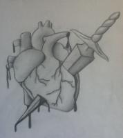 Stabbed In The Heart - Pencils Drawings - By Tabitha Lagodzinski, Black And White Drawing Artist