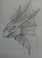 Bird Dragon - Pencils Drawings - By Tabitha Lagodzinski, Black And White Drawing Artist