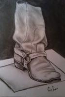 Old Boot 1 - Charcoal Drawings - By Cole Soucie, Realism Drawing Artist