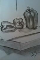 Peppers - Charcoal Drawings - By Cole Soucie, Realism Drawing Artist
