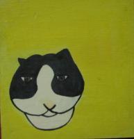 Cat 02 - Watercolor On Plywood Paintings - By Louise Hung, Caricature Painting Artist