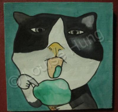 Cat - Cat 06 - Watercolor On Plywood