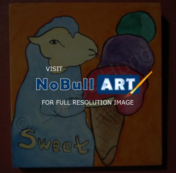 Ice Cream - Ice Cream 05-Sheep - Watercolor On Plywood