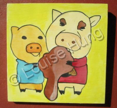 Ice Cream - Ice Cream 20-Pig - Watercolor On Plywood