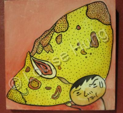 Mushroom Man - Mushroom Man 01 - Watercolor On Plywood