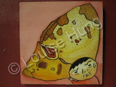 Mushroom Man - Mushroom Man 04 - Watercolor On Plywood