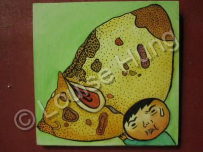 Mushroom Man - Mushroom Man 05 - Watercolor On Plywood