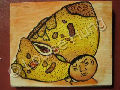 Mushroom Man - Mushroom Man 06 - Watercolor On Plywood