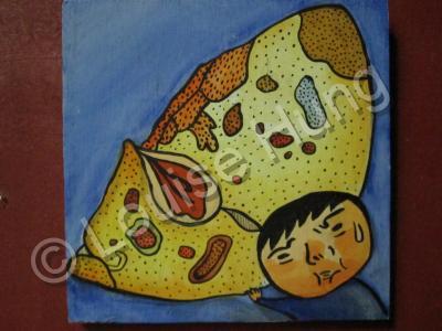 Mushroom Man - Mushroom Man 07 - Watercolor On Plywood