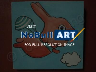 Rabbit - Flying Rabbit 04 - Watercolor On Plywood