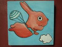 Rabbit - Flying Rabbit 04 - Watercolor On Plywood