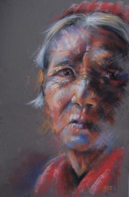 People - Old Woman - Pastel