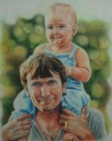 Shoulder Ride - Colored Pencil Drawings - By Joanna Gates, Realism Drawing Artist