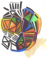Applehead - Pen Paper Colors Paintings - By Jorge Alberto Medina Rosas, Abstract Art Painting Artist