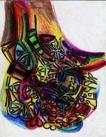 Muerte Del Toro - Pen Paper Colors Paintings - By Jorge Alberto Medina Rosas, Abstract Art Painting Artist