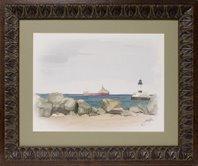 Watercolors - Sailboat Shoreline - Watercolor