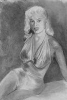 Diana Dors - Charcoal Drawings - By Wendy Jones, Realism Drawing Artist