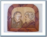 Portrait Of Art Teacher  Wife - Natural Woods Woodwork - By Pjay Evans, Intarsia Woodwork Artist