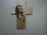 Christ On Cross - Natural Woods Sculptures - By Pjay Evans, Intarsia Sculpture Artist