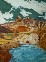 River Down From Mountain - Oil On Canvas Paintings - By Barun Hazra, Painting Painting Artist