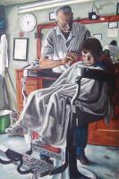 First Haircut - Oil On Canvas Paintings - By Anton Nichols, Realism Painting Artist