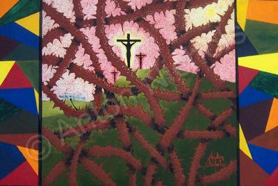 Paintings - Calvary Through Thorns - Oil On Canvas