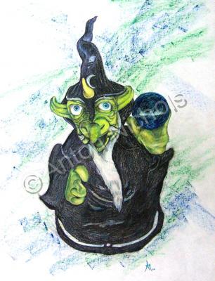 Drawings - Lizard Wizard - Colored Pencil