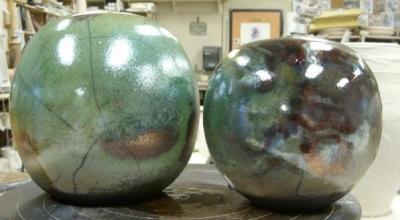 Pottery - Oil Slicks - Thrown Raku