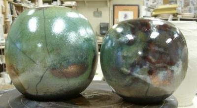 Pottery - Oil Slicks - Thrown Raku