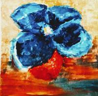 Blue In Red - Oil Paintings - By Charlotte Sprem, Impressionism Painting Artist