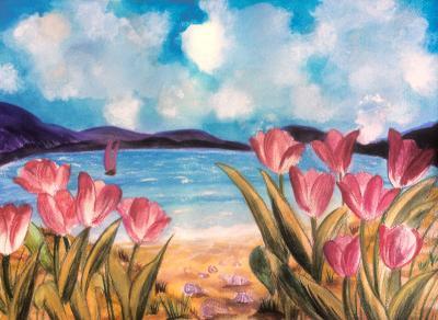 Paintings - Tulips And Shellfish - Watercolor