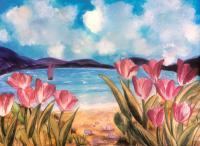 Tulips And Shellfish - Watercolor Paintings - By Artistry By Ajanta, Nature Painting Artist