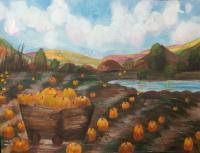 A Lot Of Pumpkins - Watercolor Paintings - By Artistry By Ajanta, Landscape Painting Artist