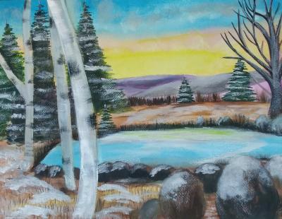 Paintings - Decembers Snowy Ending - Watercolor