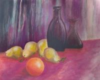 Paintings - An Orange And Pears - Watercolor