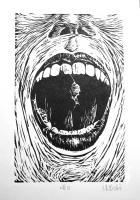 A No Sound Yelling - Printmaking Color Printmaking - By Iak Gnahc, Representational Printmaking Artist