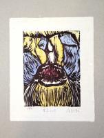 A Kiss - Watercolor  -  Woodblock Printmaking - By Iak Gnahc, Representational Printmaking Artist