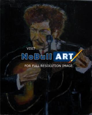 Portraits - Bob Dylan Plays Guitar - Oil On Canvas