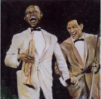 Jazz Blues Music - Armstrong And Young - Oil On Canvas